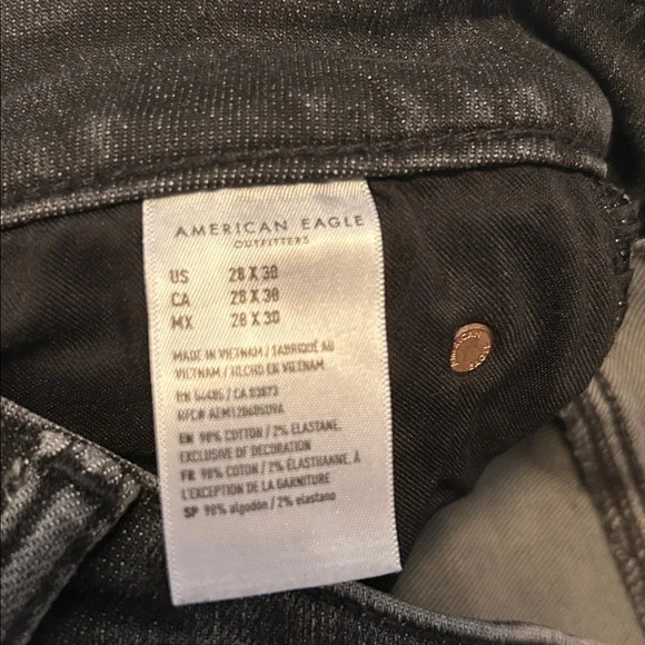 American Eagle Outfitters Men’s Charcoal Distressed Denim size 28/30 - Picture 3 of 8